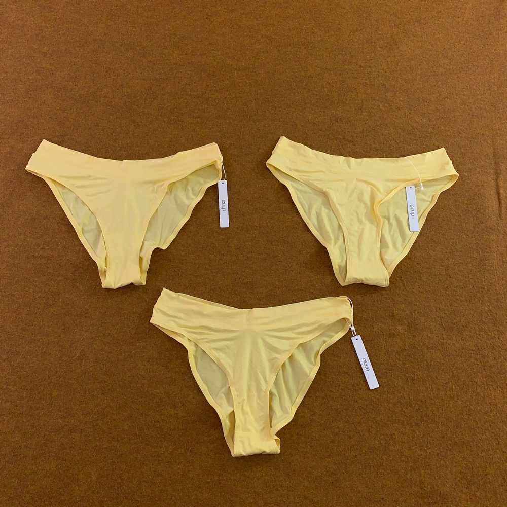 CUUP Womens Medium Honey Yellow Modal Stretch Bikini Panty 3 Pack NWT *Flaw